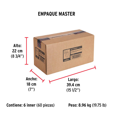Bolsa con 50 remaches 3/16' x 1/2' de aluminio, ala 3/8' | R-68B | 44531