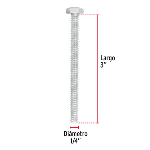 Bolsa con 50 tornillos 1/4' x 3' tipo máquina, FIERO | TORM-1/4X3 | 44563