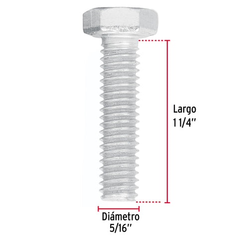 Bolsa con 60 tornillos 5/16' x 1-1/4' tipo máquina, FIERO | TORM-5/16X1-1/4 | 44567
