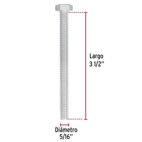 Bolsa con 50 tornillos 5/16' x 3-1/2' tipo máquina, FIERO | TORM-5/16X3-1/2 | 44572