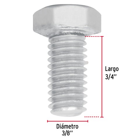 Bolsa con 50 tornillos 3/8' x 3/4' tipo máquina, FIERO | TORM-3/8X3/4 | 44574