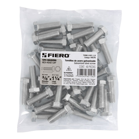 Bolsa con 40 tornillos 3/8' x 1-1/4' tipo máquina, FIERO | TORM-3/8X1-1/4 | 44576