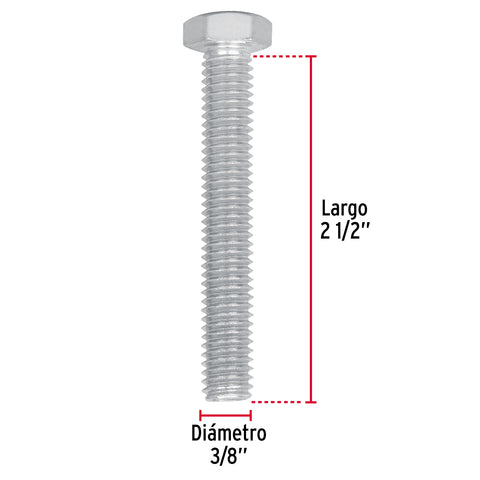 Bolsa con 50 tornillos 3/8' x 2-1/2' tipo máquina, FIERO | TORM-3/8X2-1/2 | 44579