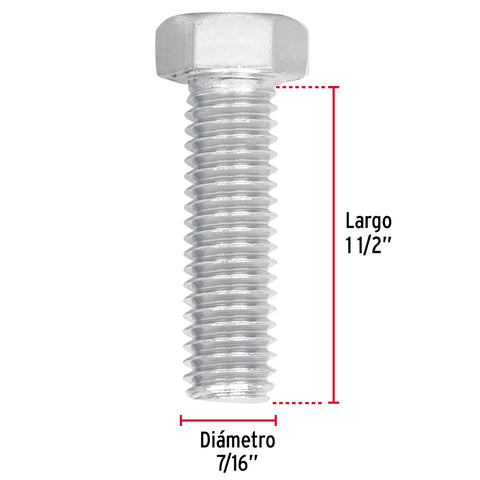 Bolsa con 50 tornillos 7/16' x 1-1/2' tipo máquina, FIERO | TORM-7/16X1-1/2 | 44585