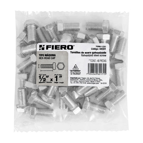 Bolsa con 40 tornillos 1/2' x 1' tipo máquina, FIERO | TORM-1/2X1 | 44591