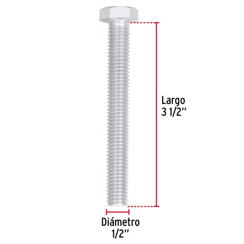 Bolsa con 20 tornillos 1/2' x 3-1/2' tipo máquina, FIERO | TORM-1/2X3-1/2 | 44597