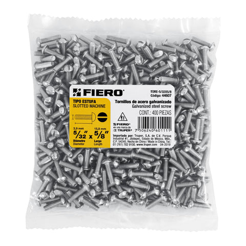 Bolsa con 400 tornillos 5/32' x 5/8' tipo estufa, FIERO | TORE-5/32X5/8 | 44607