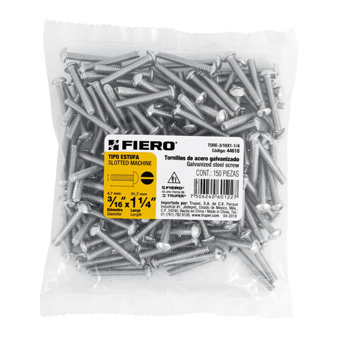 Bolsa con 150 tornillos 3/16' x 1-1/4' tipo estufa, FIERO | TORE-3/16X1-1/4 | 44618