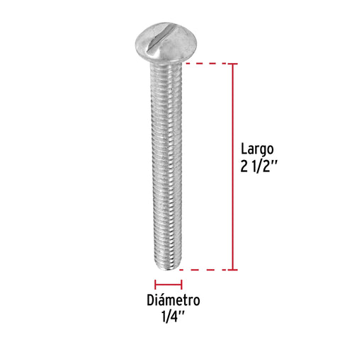 Bolsa con 50 tornillos 1/4' x 2-1/2' tipo estufa, FIERO | TORE-1/4X2-1/2 | 44630