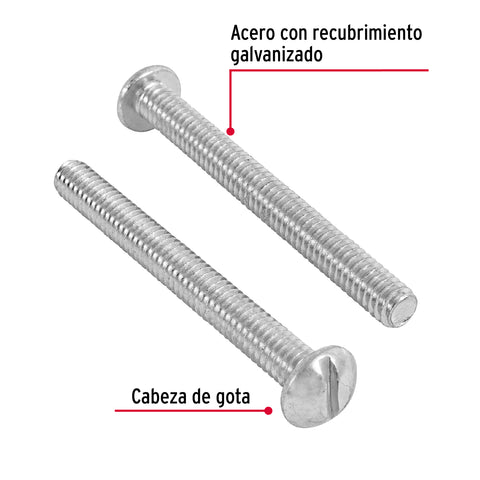Bolsa con 50 tornillos 1/4' x 2-1/2' tipo estufa, FIERO | TORE-1/4X2-1/2 | 44630