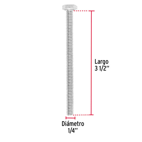 Bolsa con 30 tornillos 1/4' x 3-1/2' tipo máquina, FIERO | TORM-1/4X3-1/2 | 44632
