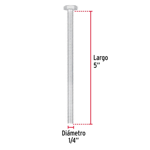 Bolsa con 25 tornillos 1/4' x 5' tipo máquina, FIERO | TORM-1/4X5 | 44640