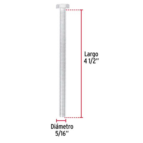 Bolsa con 30 tornillos 5/16' x 4-1/2' tipo máquina, FIERO | TORM-5/16X4-1/2 | 44642