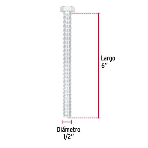 Bolsa con 8 tornillos 1/2' x 6' tipo máquina, FIERO | TORM-1/2X6 | 44667