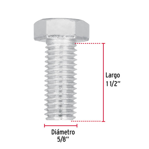 Bolsa con 10 tornillos 5/8' x 1-1/2' tipo máquina, FIERO | TORM-5/8X1-1/2 | 44668