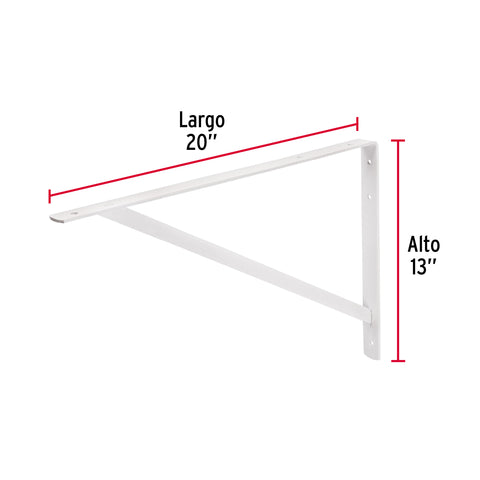 Ménsula de acero reforzada blanca 13 x 20', FIERO | MER-20B | 44672