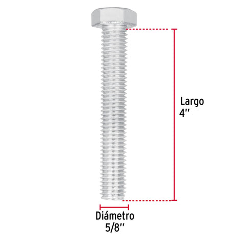 Bolsa con 8 tornillos 5/8' x 4' tipo máquina, FIERO | TORM-5/8X4 | 44682