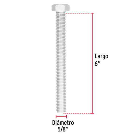 Bolsa con 4 tornillos 5/8' x 6' tipo máquina, FIERO | TORM-5/8X6 | 44693