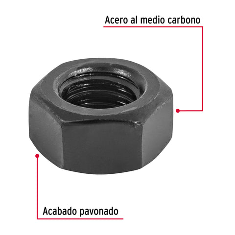 Bolsa con 150 tuercas 5/16' hexagonales pavonadas, grado 5 | TUE5-5/16 | 44696