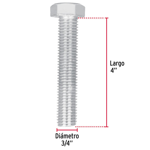 Bolsa con 4 tornillos 3/4' x 4' tipo máquina, FIERO | TORM-3/4X4 | 44706