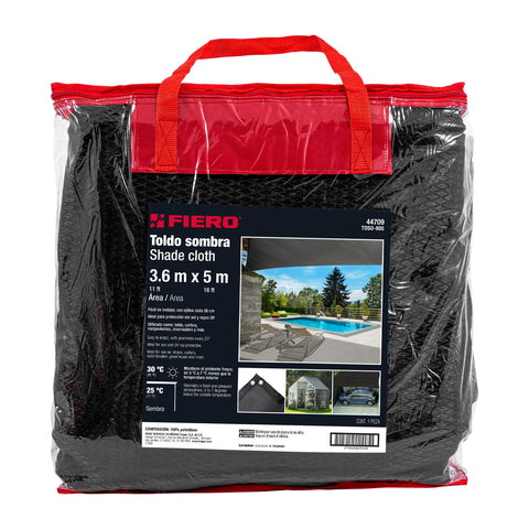 Toldo sombra monofilamento 80%, 5 m x 3.6 m, negro, FIERO | TOSO-805 | 44709