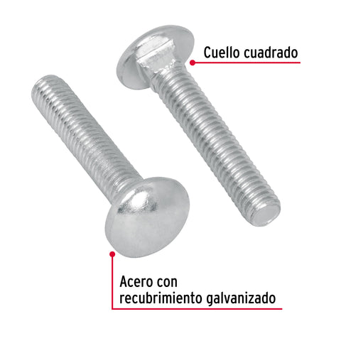 Bolsa con 100 tornillos 1/4' x 1-1/4' tipo coche, FIERO | TORC-1/4X1-1/4 | 44713