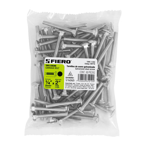 Bolsa con 60 tornillos 1/4' x 2' tipo coche, FIERO | TORC-1/4X2 | 44715