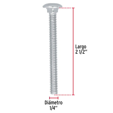 Bolsa con 50 tornillos 1/4' x 2-1/2' tipo coche, FIERO | TORC-1/4X2-1/2 | 44716