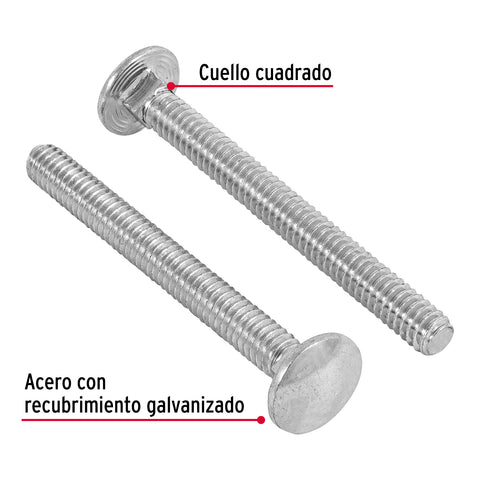 Bolsa con 50 tornillos 1/4' x 2-1/2' tipo coche, FIERO | TORC-1/4X2-1/2 | 44716