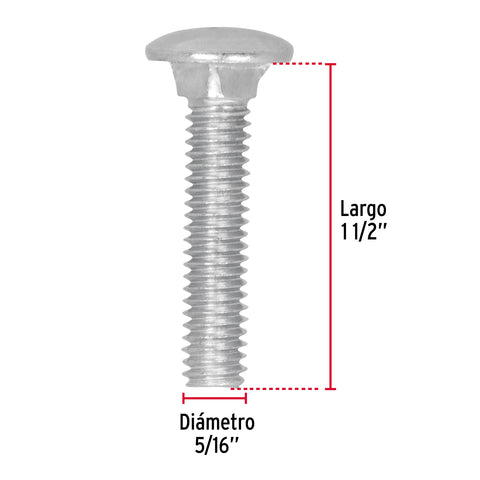 Bolsa con 50 tornillos 5/16' x 1-1/2' tipo coche, FIERO | TORC-5/16X1-1/2 | 44722