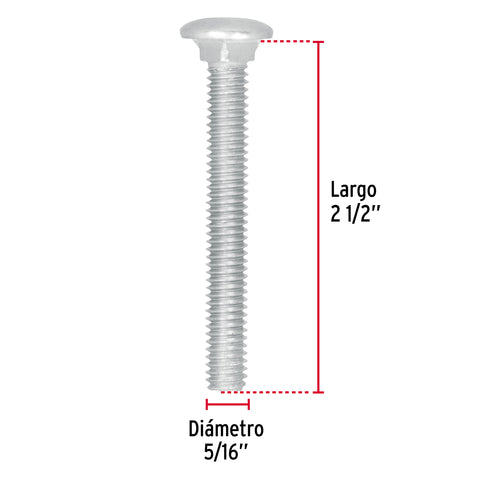 Bolsa con 60 tornillos 5/16' x 2-1/2' tipo coche, FIERO | TORC-5/16X2-1/2 | 44724