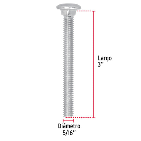 Bolsa con 60 tornillos 5/16' x 3' tipo coche, FIERO | TORC-5/16X3 | 44725