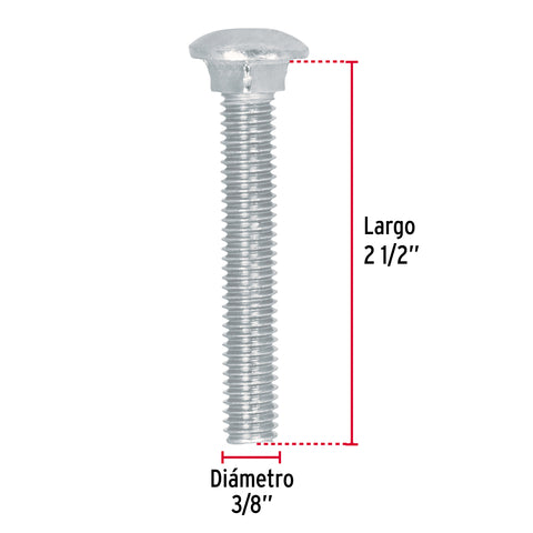 Bolsa con 50 tornillos 3/8' x 2-1/2' tipo coche, FIERO | TORC-3/8X2-1/2 | 44733
