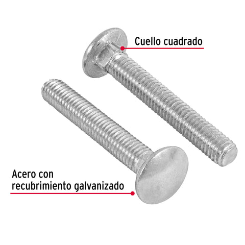 Bolsa con 50 tornillos 3/8' x 2-1/2' tipo coche, FIERO | TORC-3/8X2-1/2 | 44733