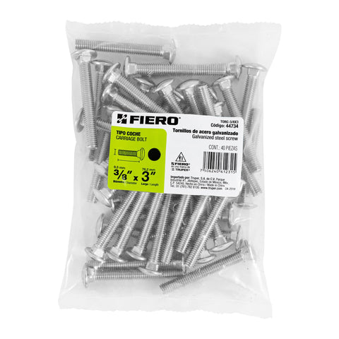 Bolsa con 40 tornillos 3/8' x 3' tipo coche, FIERO | TORC-3/8X3 | 44734