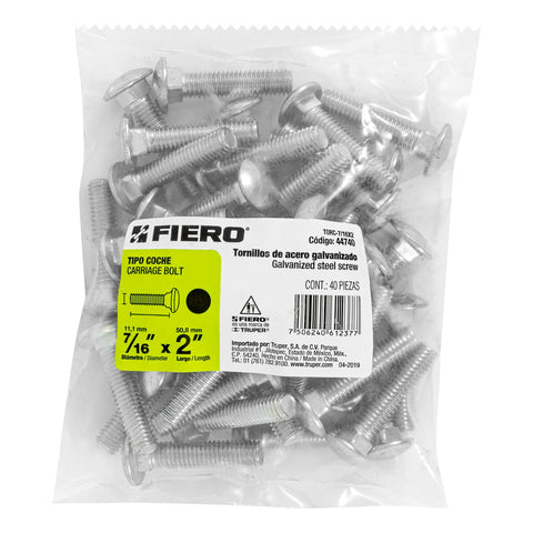 Bolsa con 40 tornillos 7/16' x 2' tipo coche, FIERO | TORC-7/16X2 | 44740