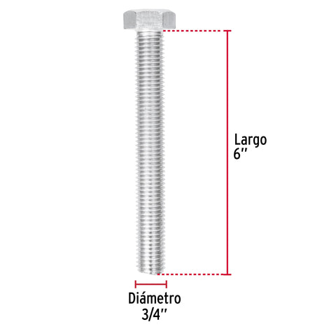 Bolsa con 4 tornillos 3/4' x 6' tipo máquina, FIERO | TORM-3/4X6 | 44754