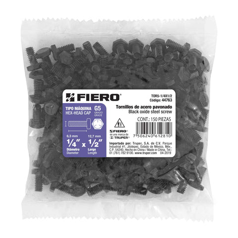 Bolsa con 150 tornillos 1/4' x 1/2' acero grado 5, FIERO | TOR5-1/4X1/2 | 44763