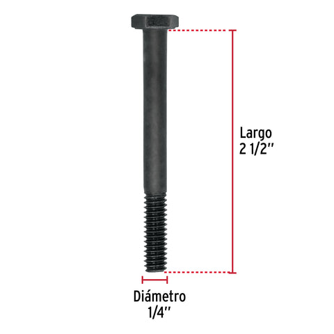 Bolsa con 50 tornillos 1/4' x 2-1/2' acero grado 5, FIERO | TOR5-1/4X2-1/2 | 44769