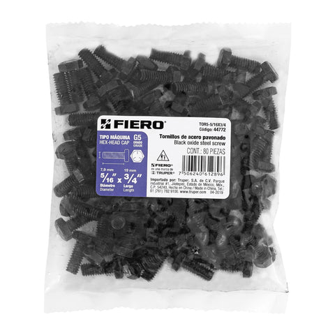 Bolsa con 80 tornillos 5/16' x 3/4' acero grado 5, FIERO | TOR5-5/16X3/4 | 44772