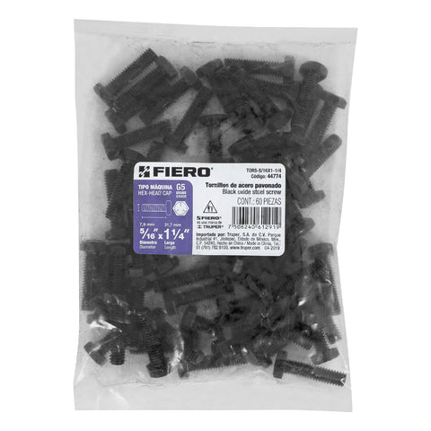 Bolsa con 60 tornillos 5/16' x 1-1/4' acero grado 5, FIERO | TOR5-5/16X1-1/4 | 44774