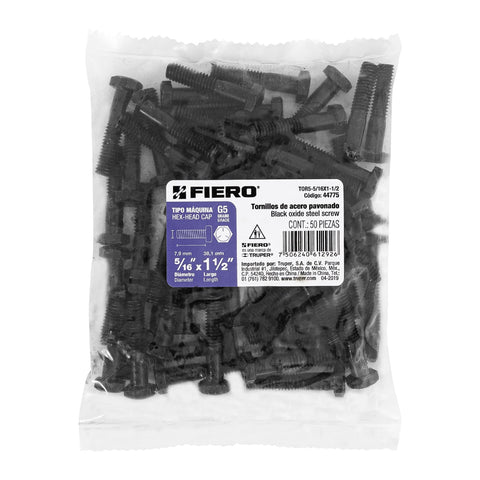Bolsa con 50 tornillos 5/16' x 1-1/2' acero grado 5, FIERO | TOR5-5/16X1-1/2 | 44775