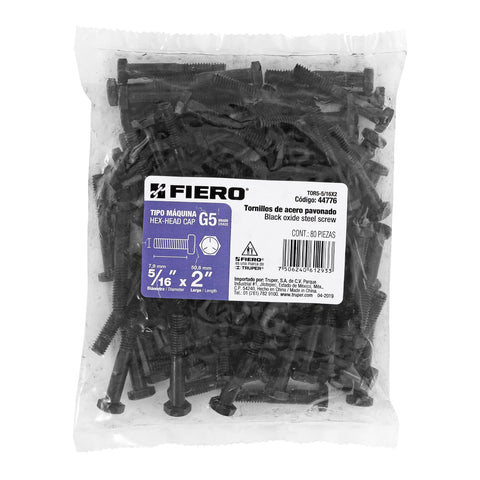 Bolsa con 80 tornillos 5/16' x 2' acero grado 5, FIERO | TOR5-5/16X2 | 44776