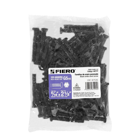 Bolsa con 60 tornillos 5/16' x 2-1/2' acero grado 5, FIERO | TOR5-5/16X2-1/2 | 44777
