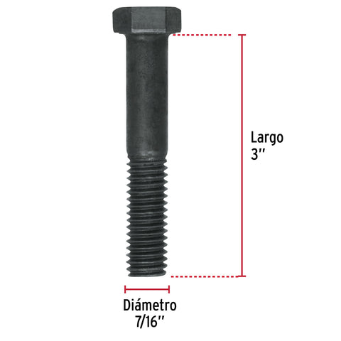 Bolsa con 30 tornillos 7/16' x 3' acero grado 5, FIERO | TOR5-7/16X3 | 44795