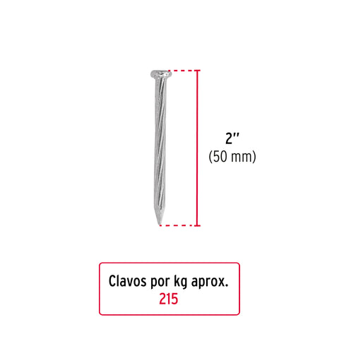 Kilo de clavos para concreto 2' galvanizado, caja de 25 kg | CLCG-2G | 44832