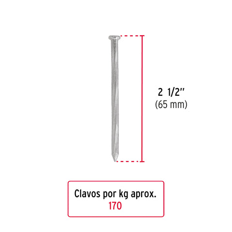 Kilo de clavos para concreto 2-1/2'galvanizado,caja de 25 kg | CLCG-2-1/2G | 44833