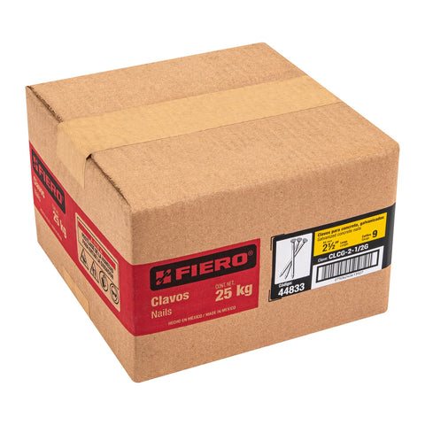 Kilo de clavos para concreto 2-1/2'galvanizado,caja de 25 kg | CLCG-2-1/2G | 44833