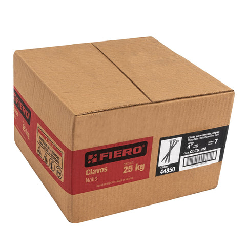 Kilo de clavos para concreto 4' negros, caja de 25 kg, FIERO | CLCG-4N | 44850