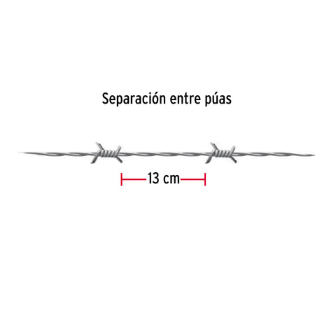 Rollo de alambre de púas 100m calibre 15.5, FIERO | ALPU15-100 | 44884